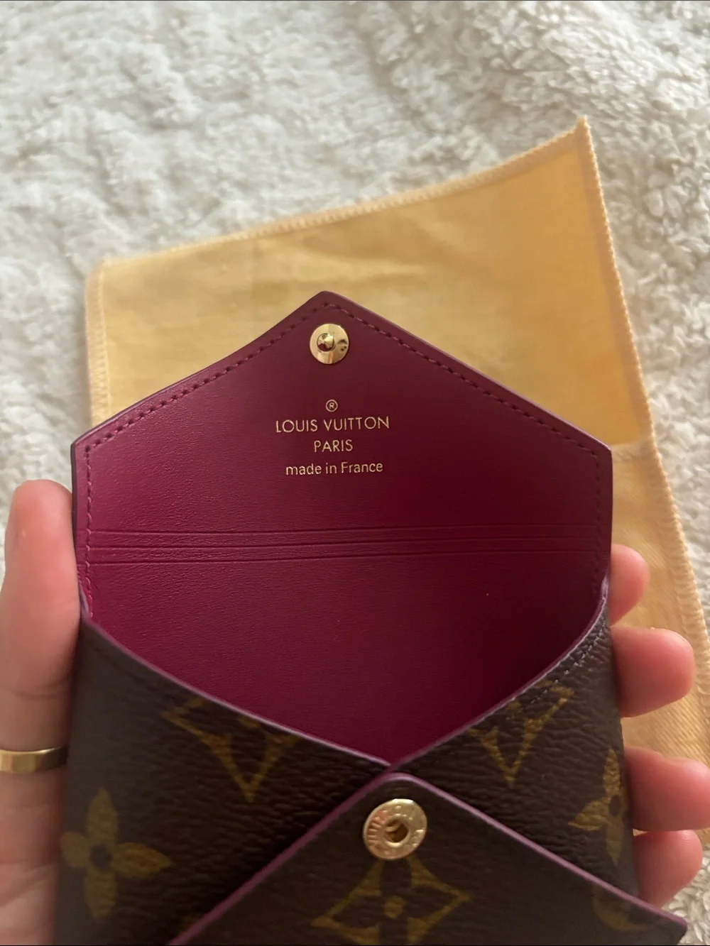 Louis Vuitton Monogram Envelope Card Case in Brown with Gold Hardware Small